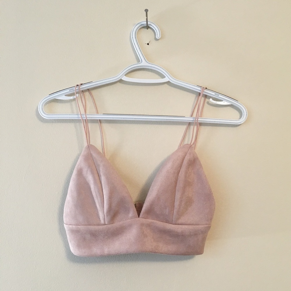 Pink suede bralette